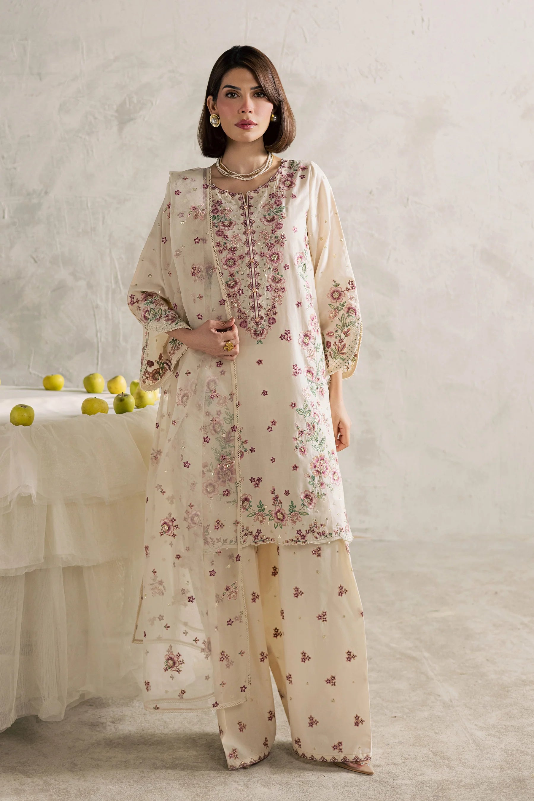 Samin 3Pc Festive Embroidered Dress