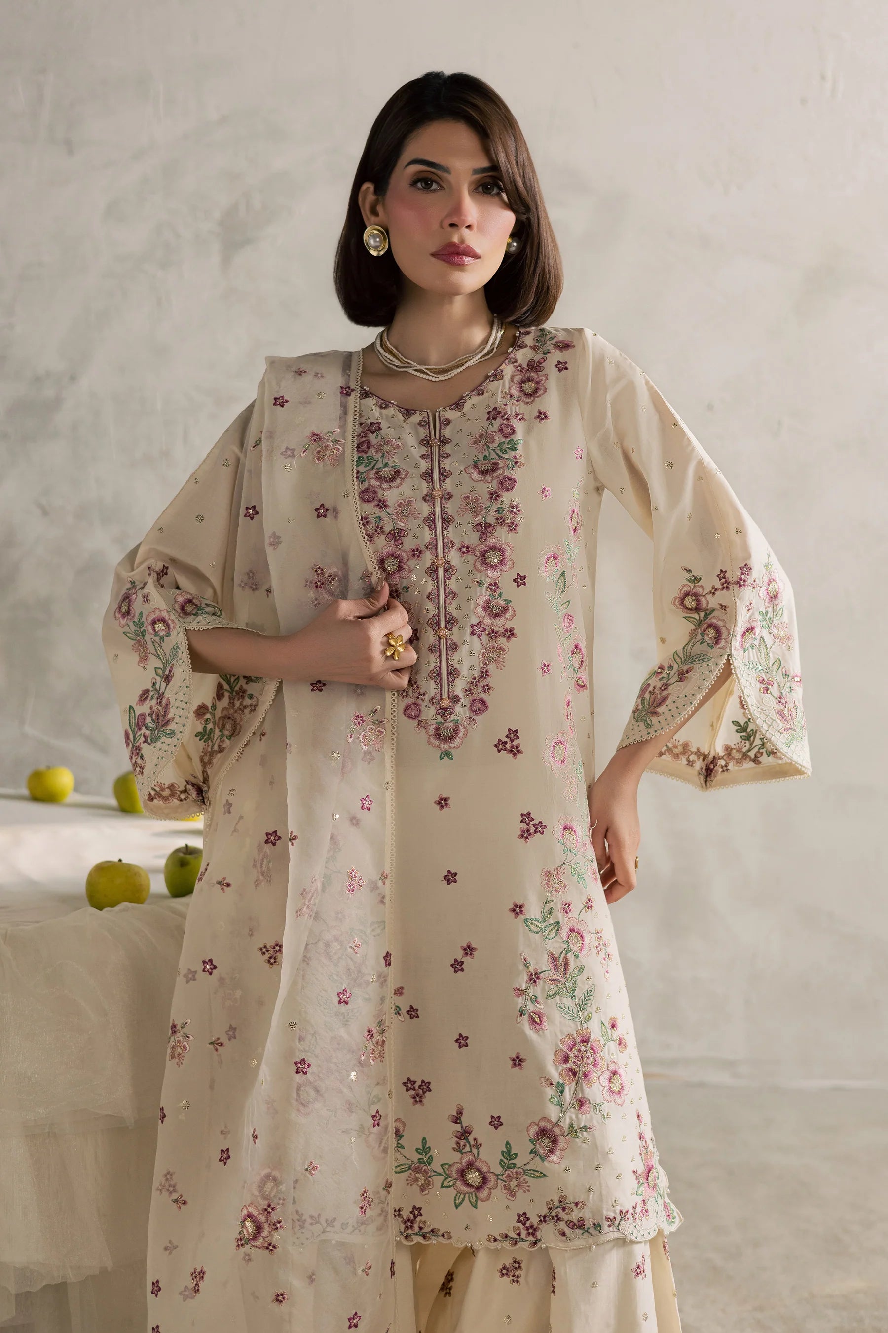 Samin 3Pc Festive Embroidered Dress