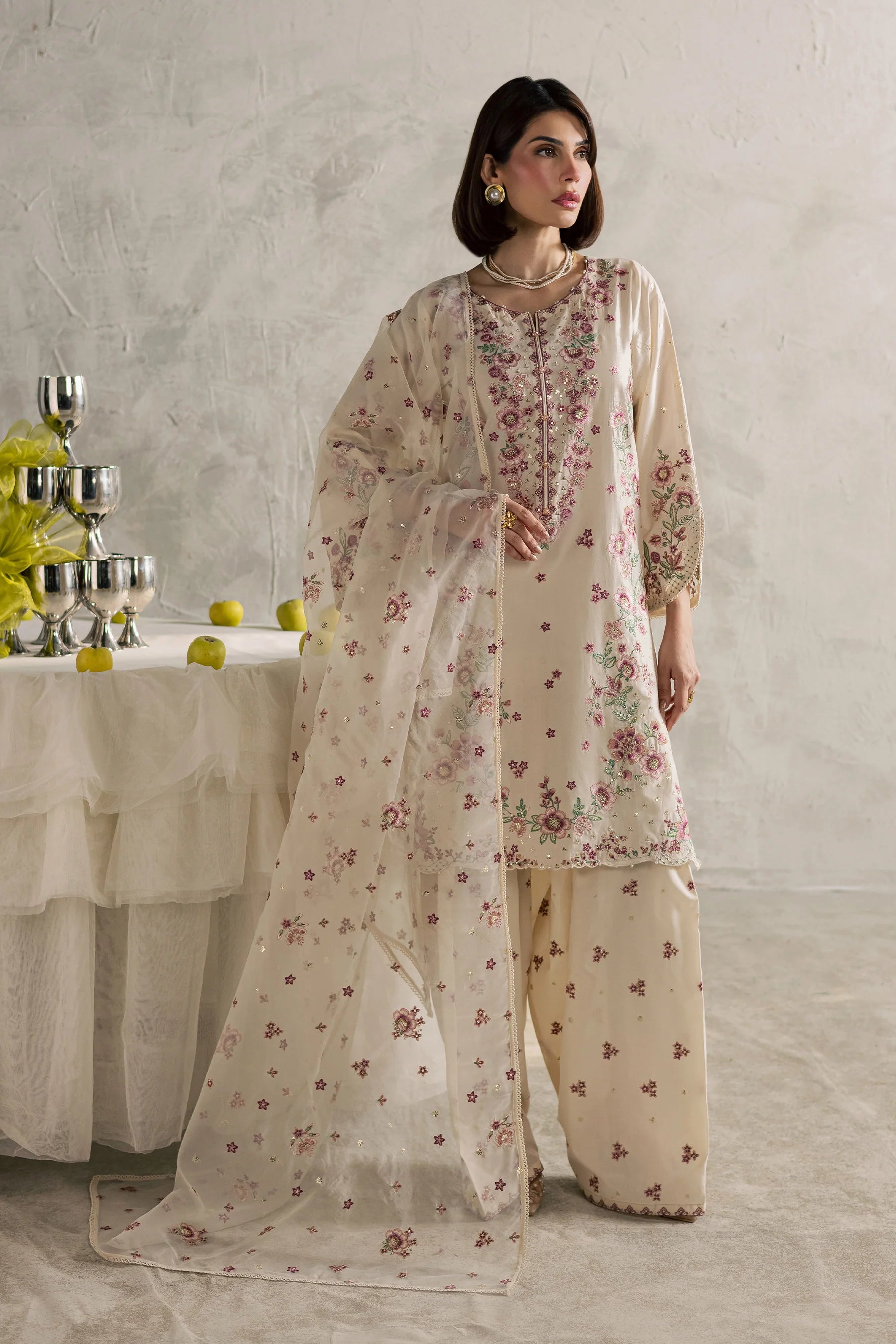Samin 3Pc Festive Embroidered Dress