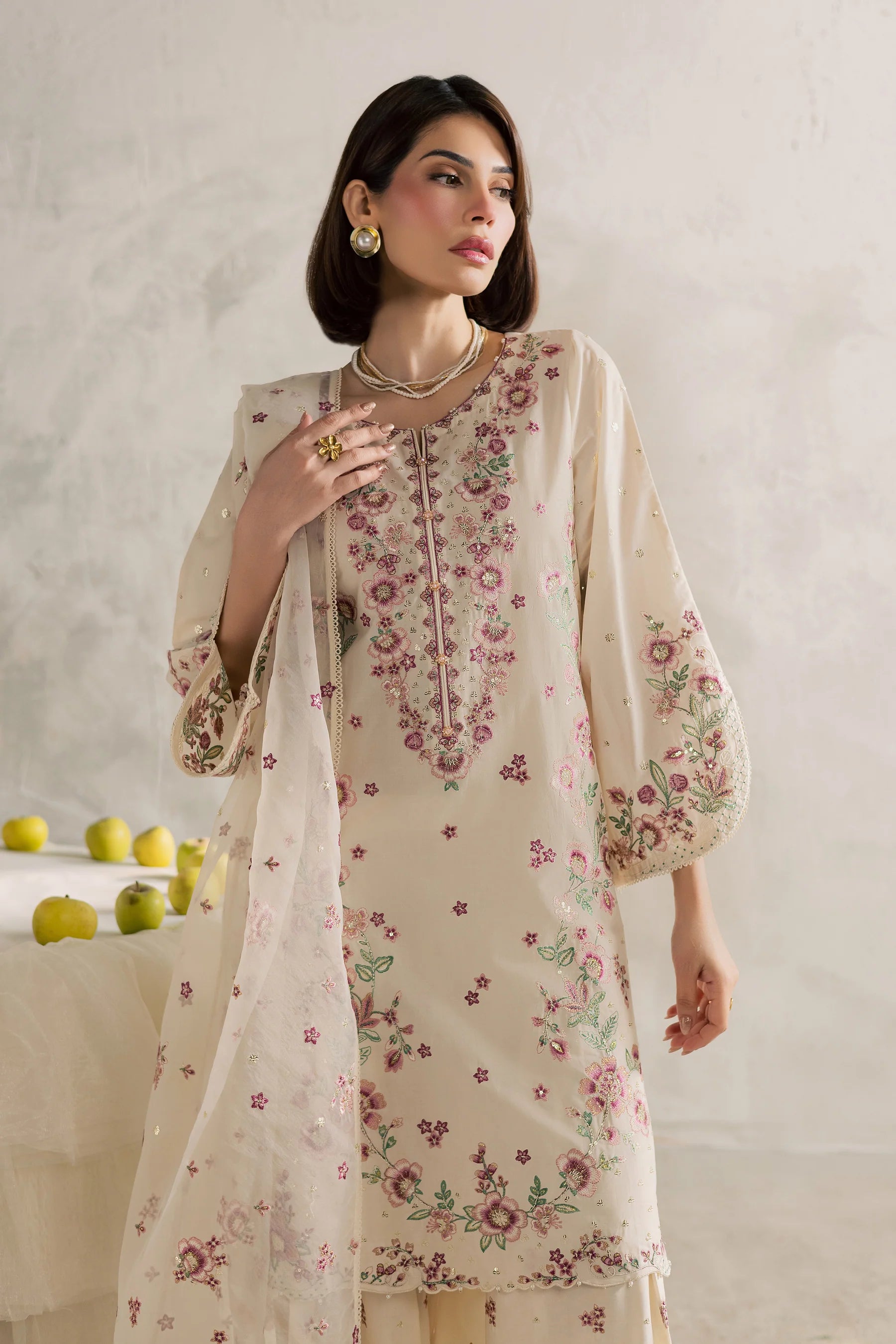 Samin 3Pc Festive Embroidered Dress