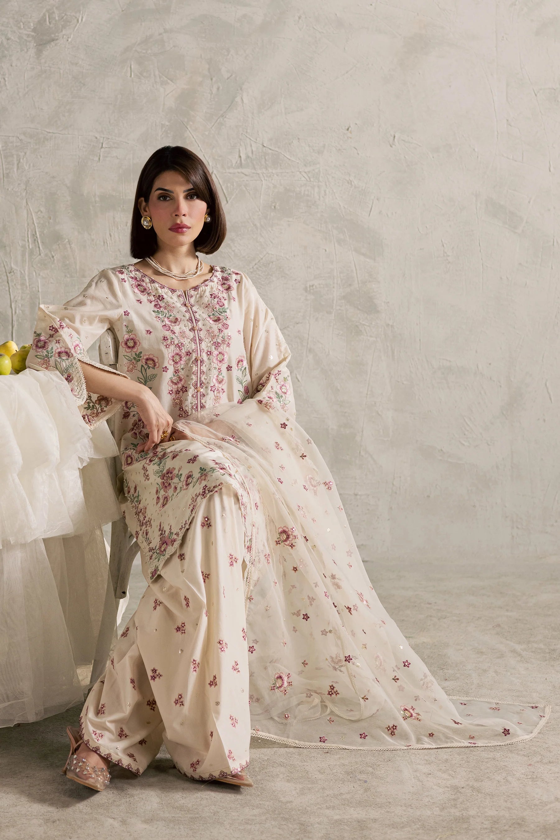Samin 3Pc Festive Embroidered Dress