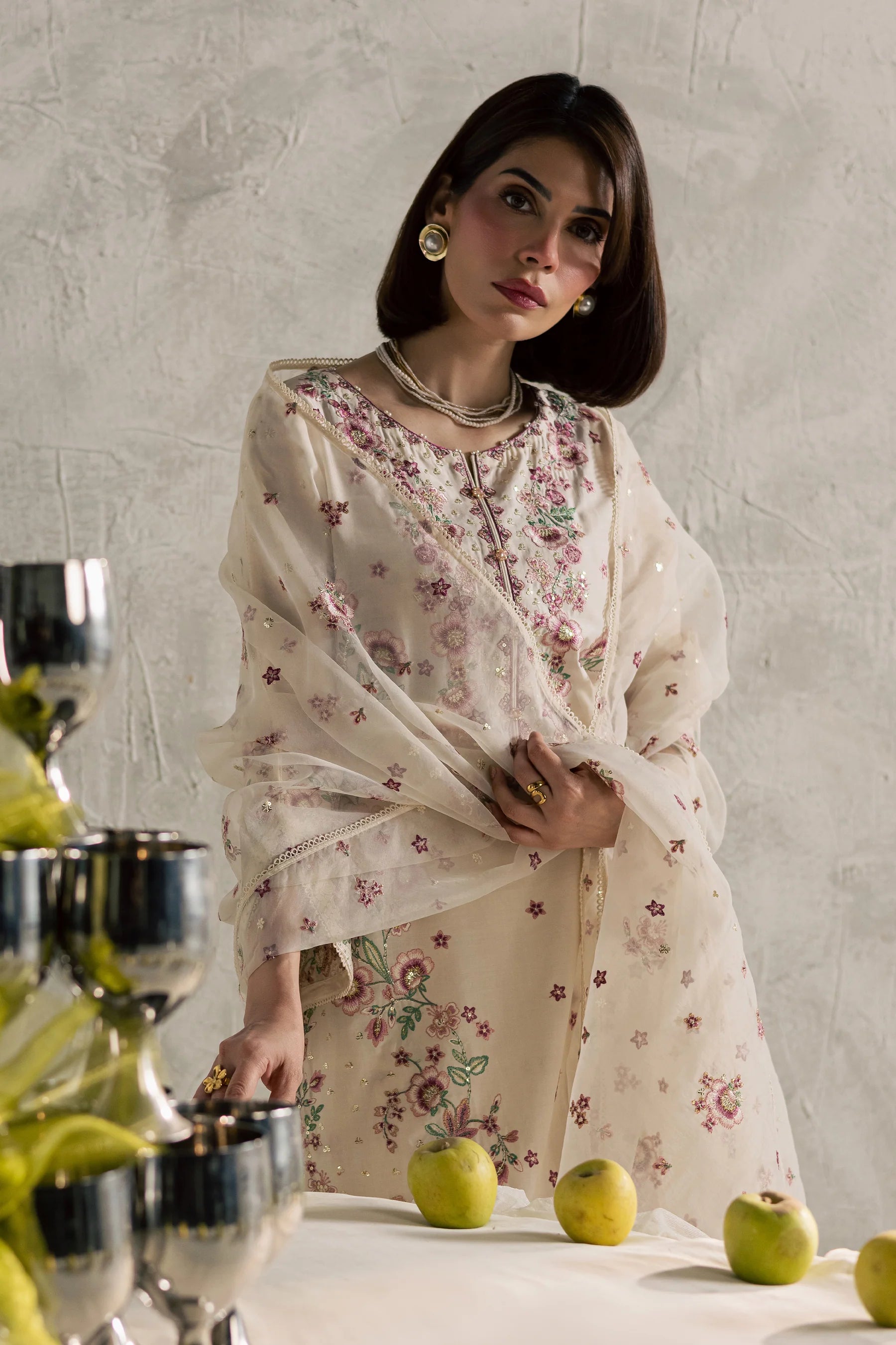 Samin 3Pc Festive Embroidered Dress