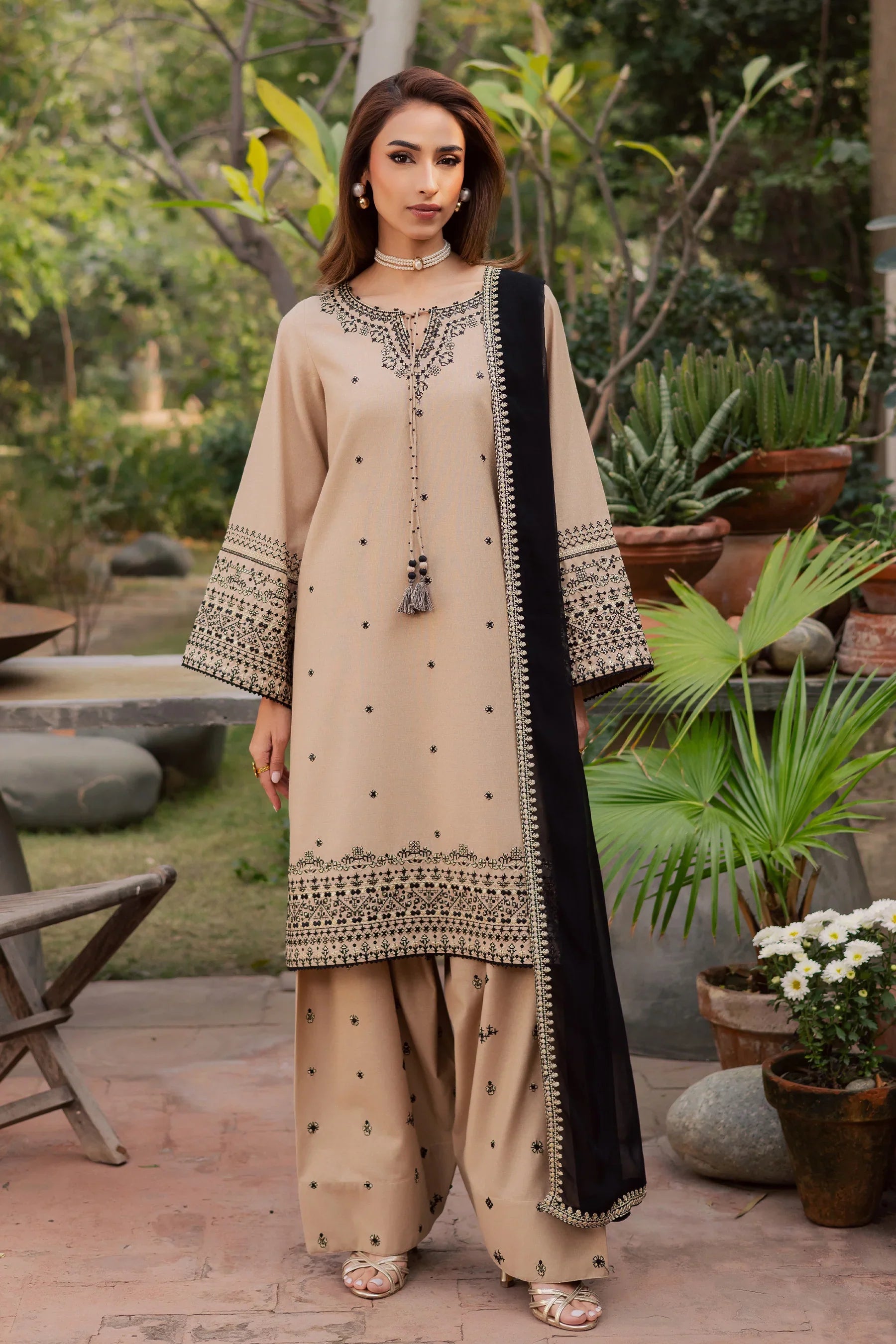 Sandstone 3Pc Embroidered Dress