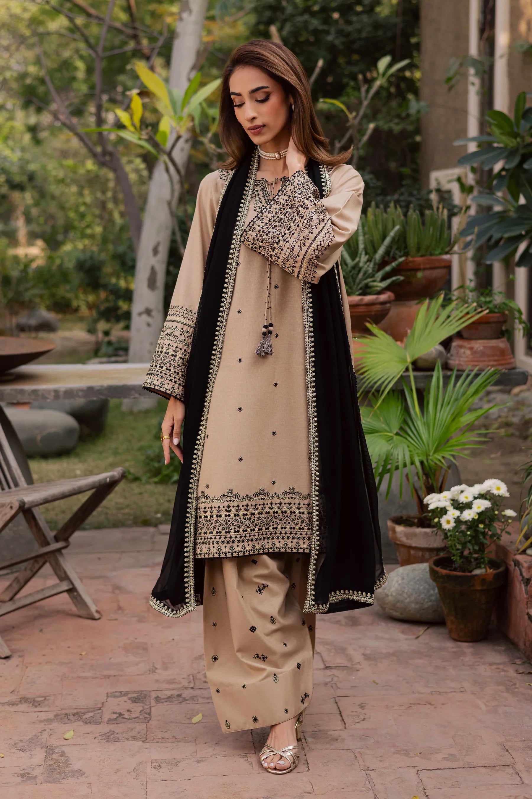 Sandstone 3Pc Embroidered Dress
