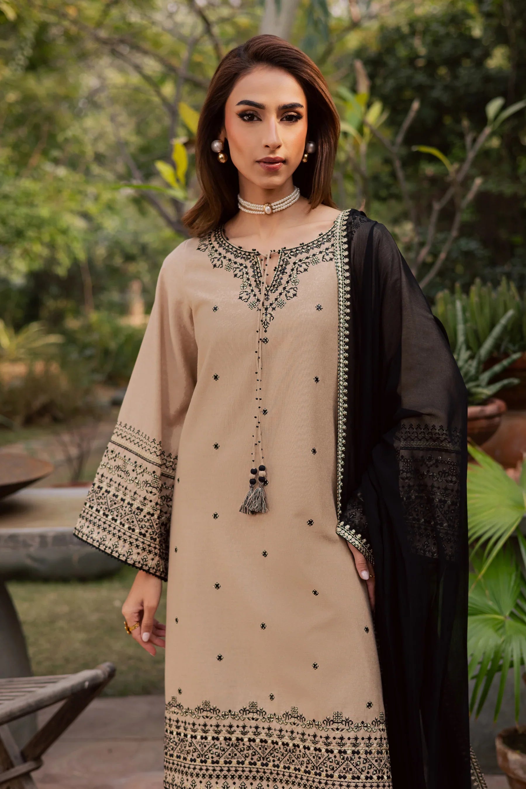 Sandstone 3Pc Embroidered Dress