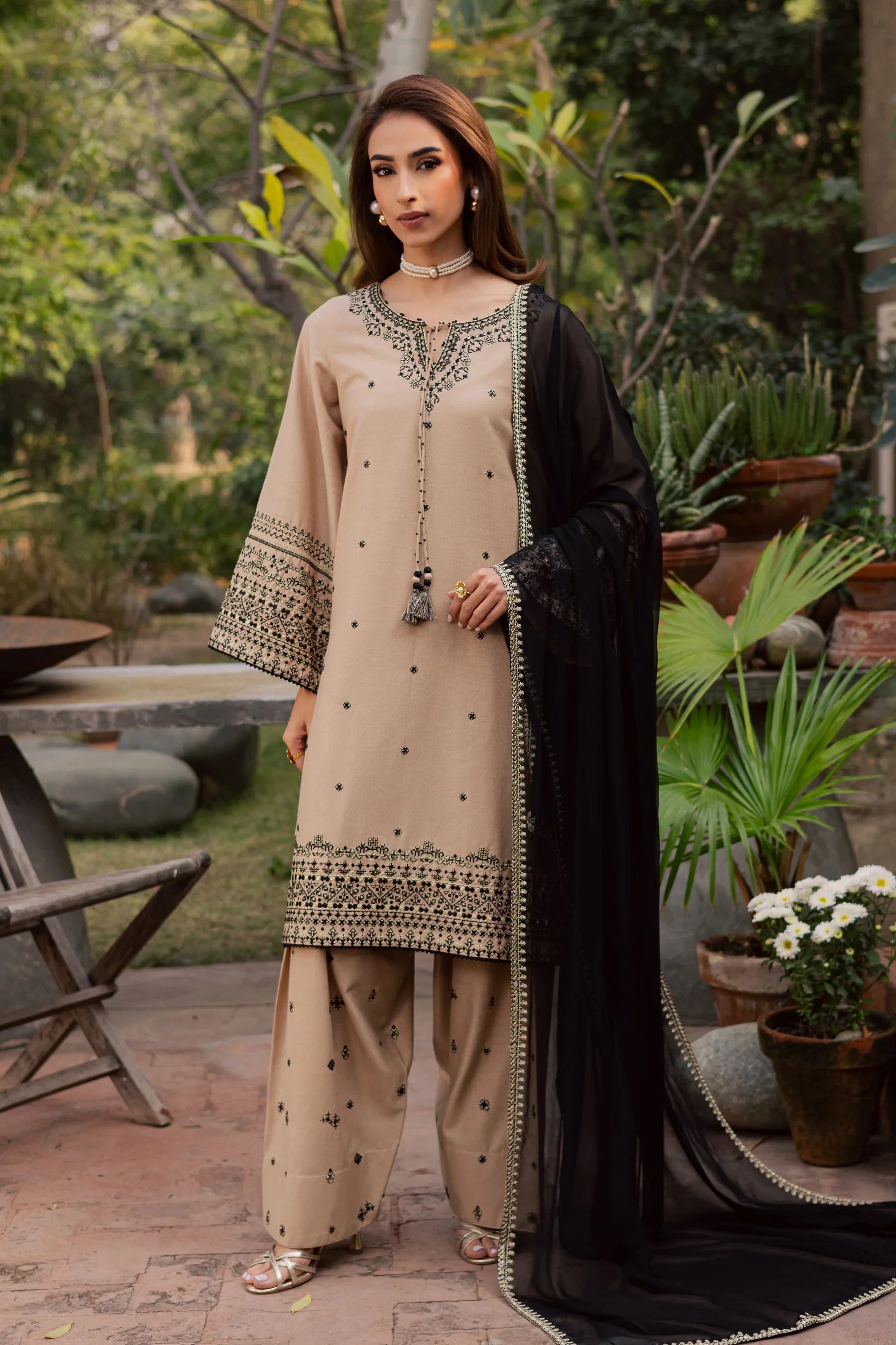 Sandstone 3Pc Embroidered Dress