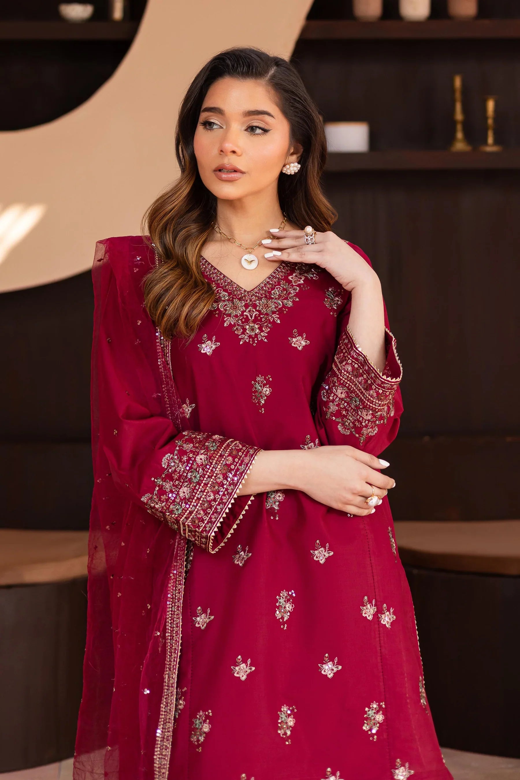 Shazneen 3Pc Embroidered Dress