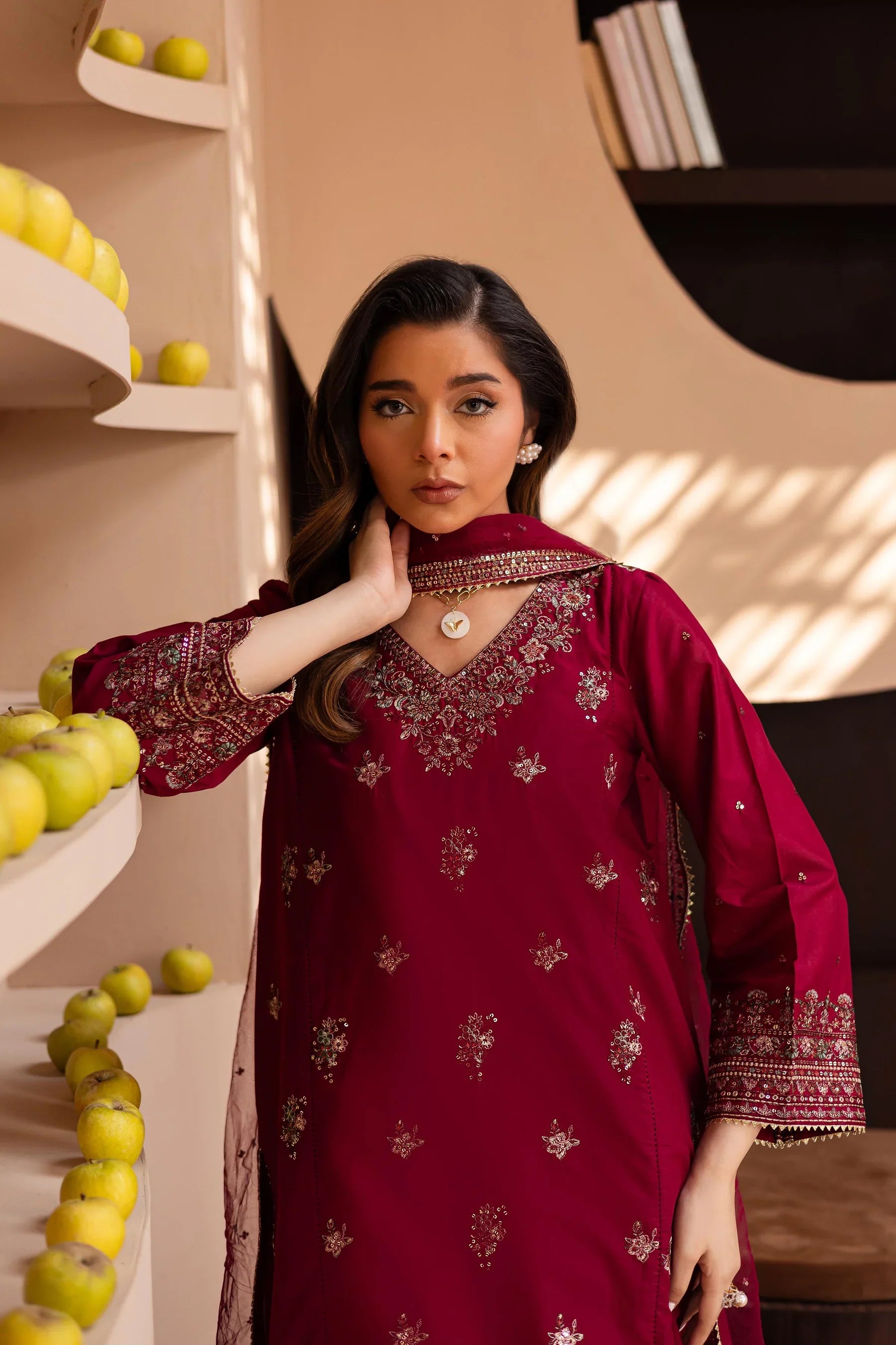 Shazneen 3Pc Embroidered Dress