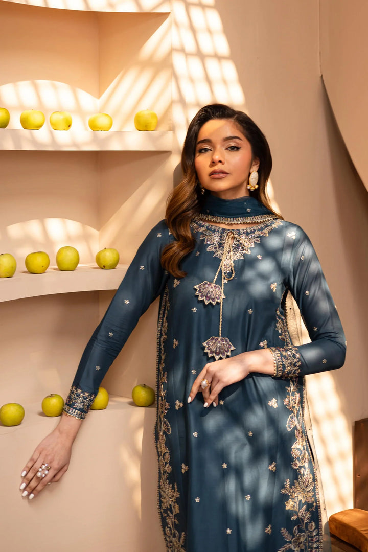 Best Selling - Teal Glam 3Pc Embroidered Dress