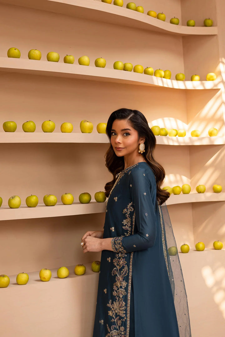 Best Selling - Teal Glam 3Pc Embroidered Dress