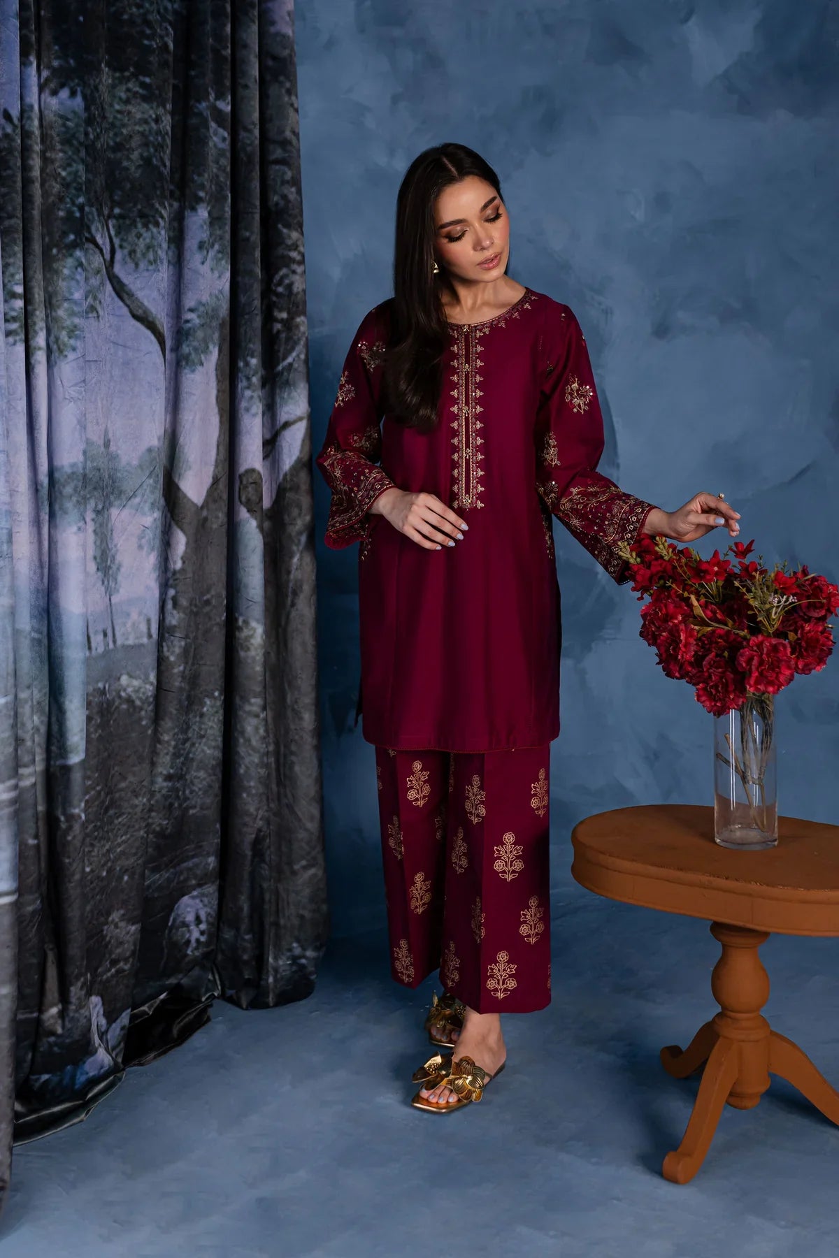 Cherry Charm 2Pc Embroidered Dress