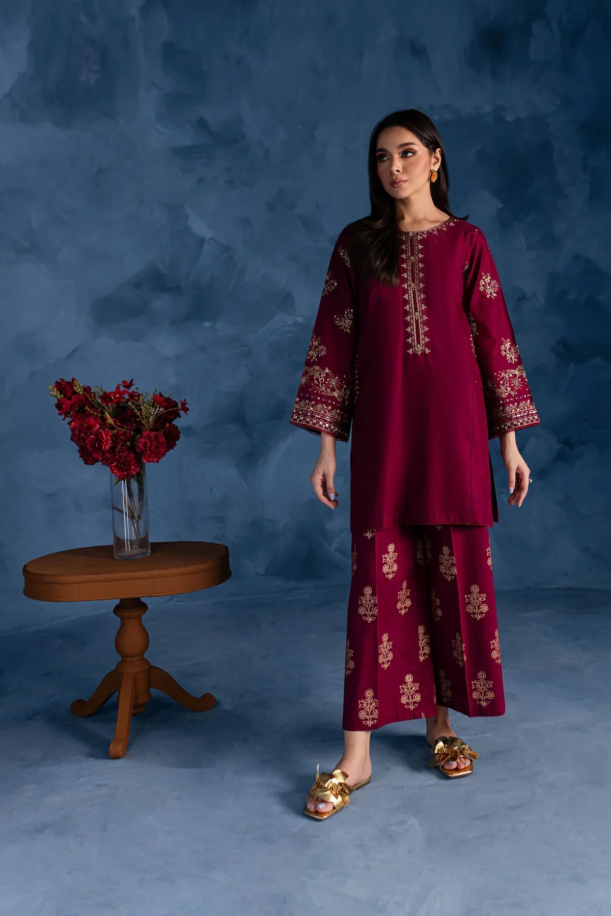 Cherry Charm 2Pc Embroidered Dress