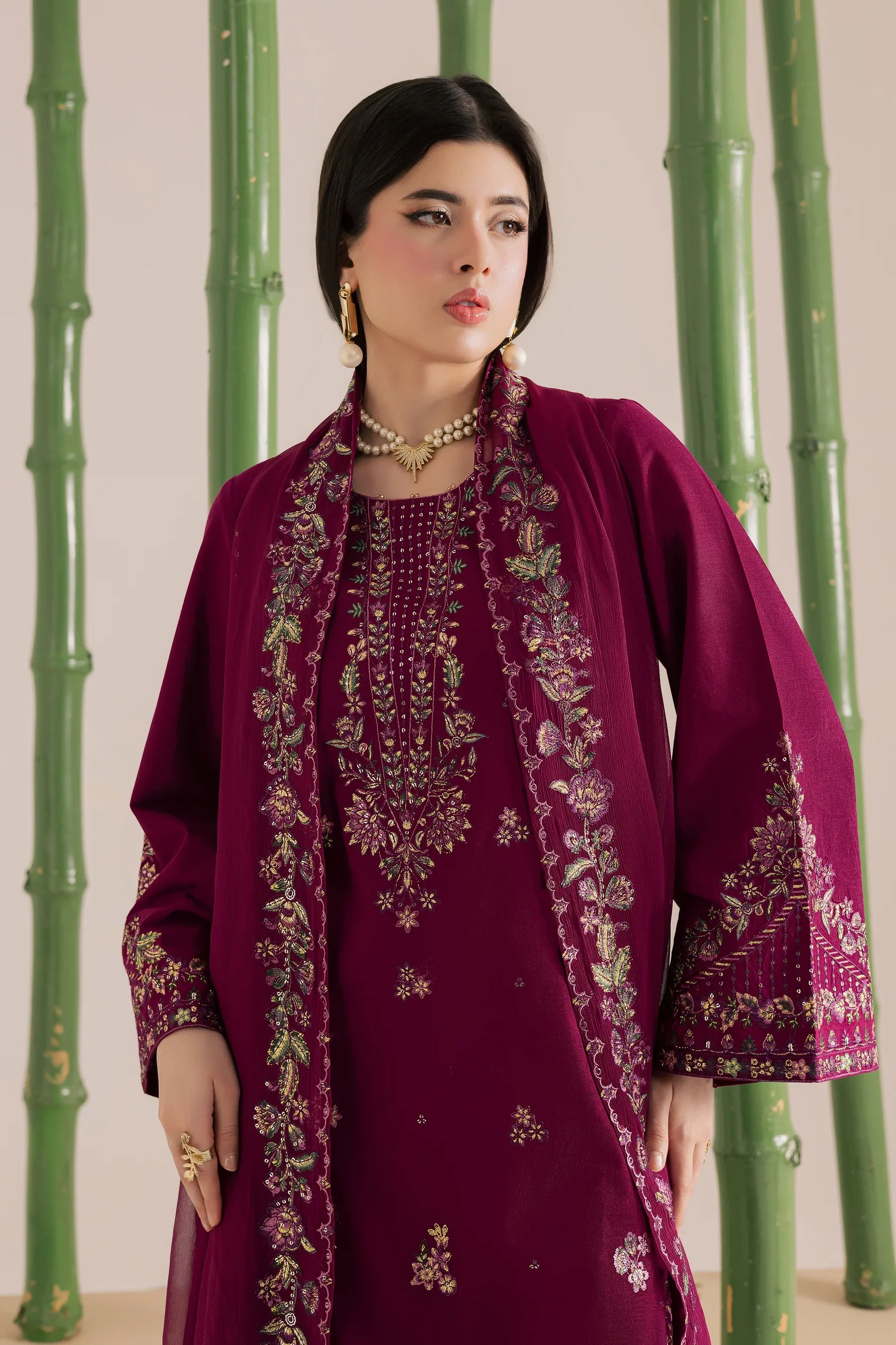 Omavi 3Pc Embroidered Dress